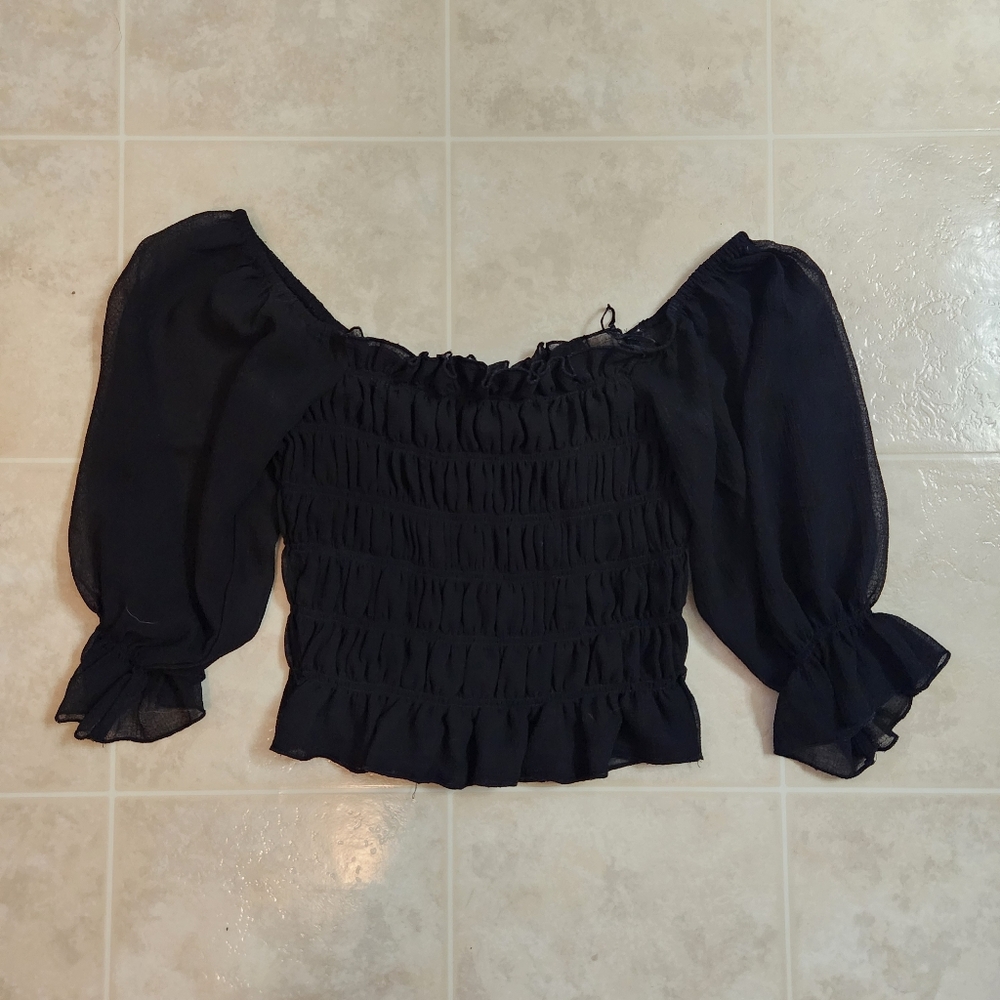Urban Outfitters Smocked Half-Sleeve Top